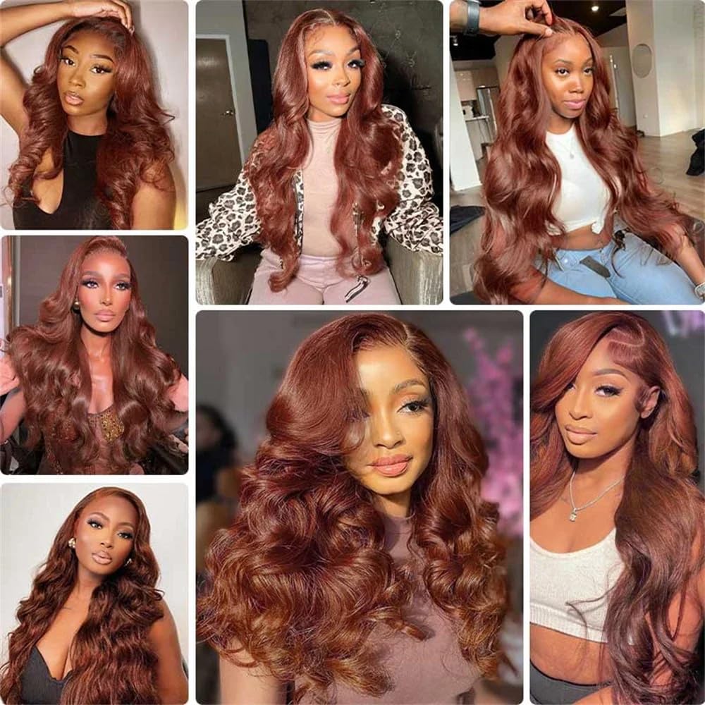 Color #33 Bundles Human Hair Reddish Brown Body Wave Bundles 32 32 Inch 8A Peruvian Virgin Remy Mixed Length 2 Bundle Copper Human Hair Bundle 220g