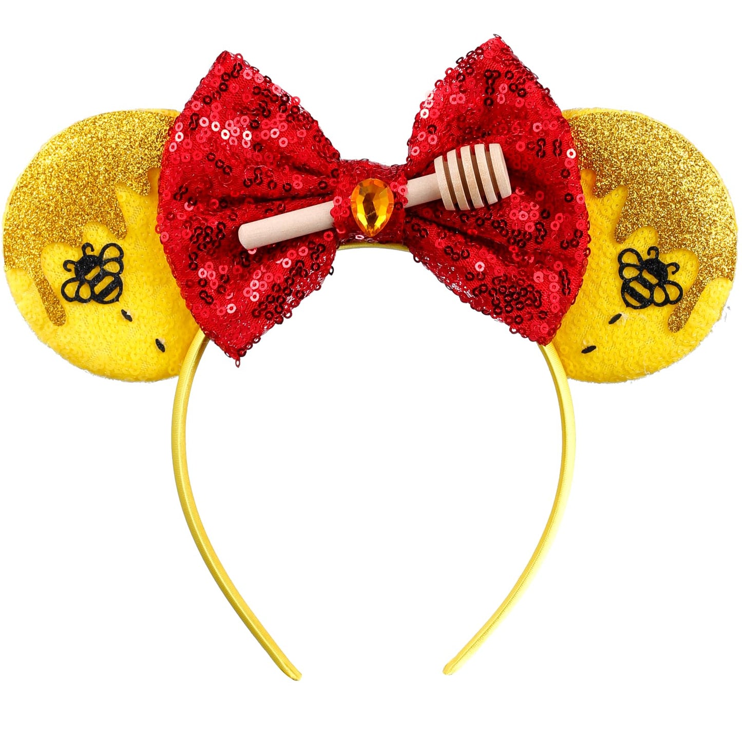 Opzzqz Mouse Ear Headbands for Women Giltter Bow Headband for Girls Birthday Party Decorations