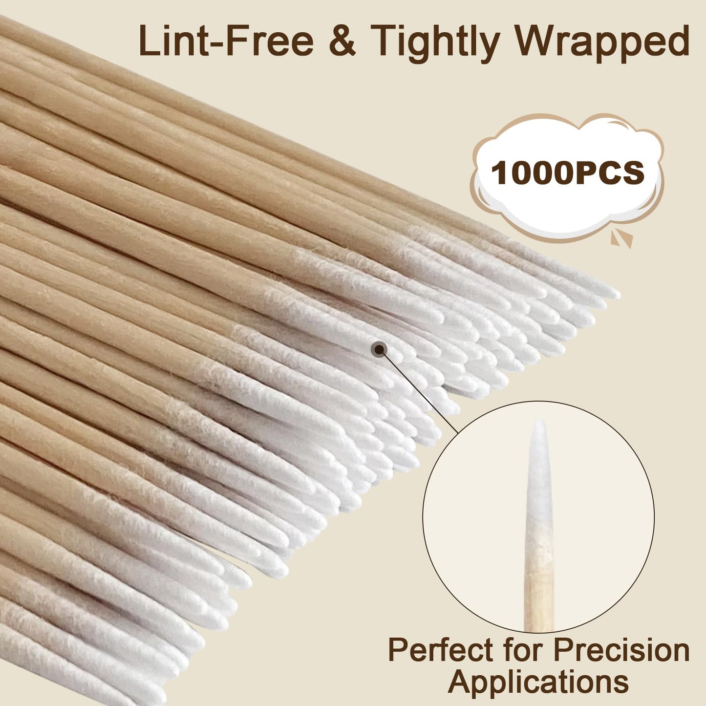 1000 Pcs Pointed Cotton Swabs for Nails, 4 Inch Microblading Cotton Swab for Makeup, Nail Polish Clean Up Tool, Lint Free Cotton Buds for Beauty, Precision Makeup and Craft Applicators (1000 pcs)
