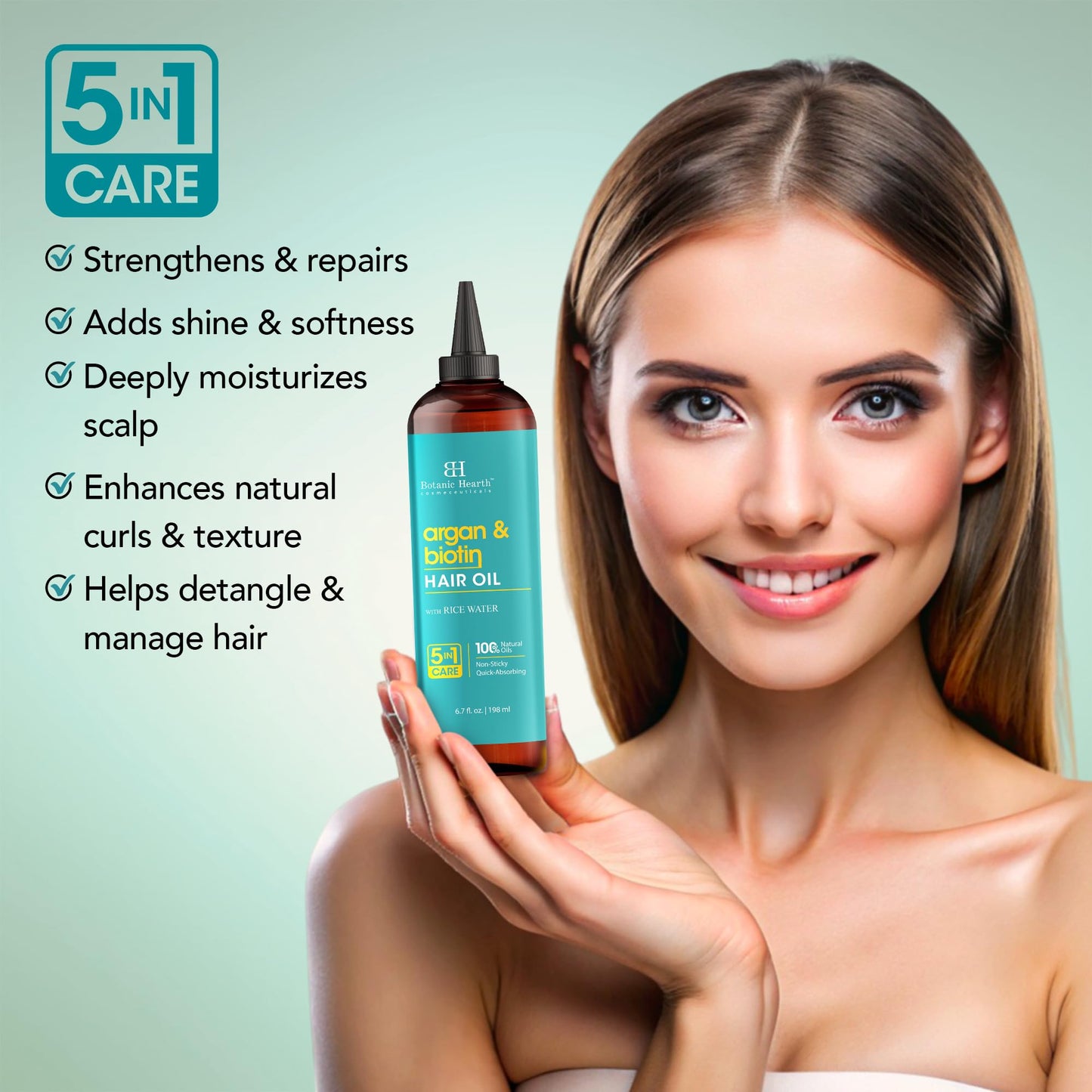 Botanic Hearth 100% Pure Argan & Biotin Oil For Hair Growth & Hair Treatment Oils 6.7 Fl oz