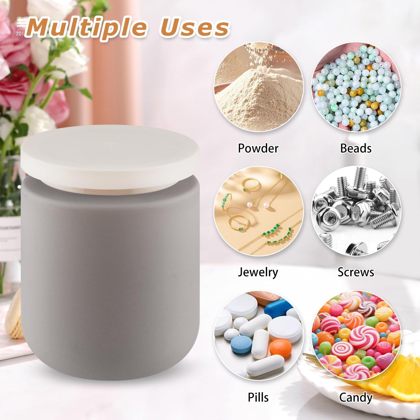 16.9oz/500g Plastic Containers Empty Cosmetic Jars Large Makeup Sample Storage Pot with Lid & Inner Liner for Lotion Cream Ointments DIY Makeup Travel - 3 Pcs-Grey