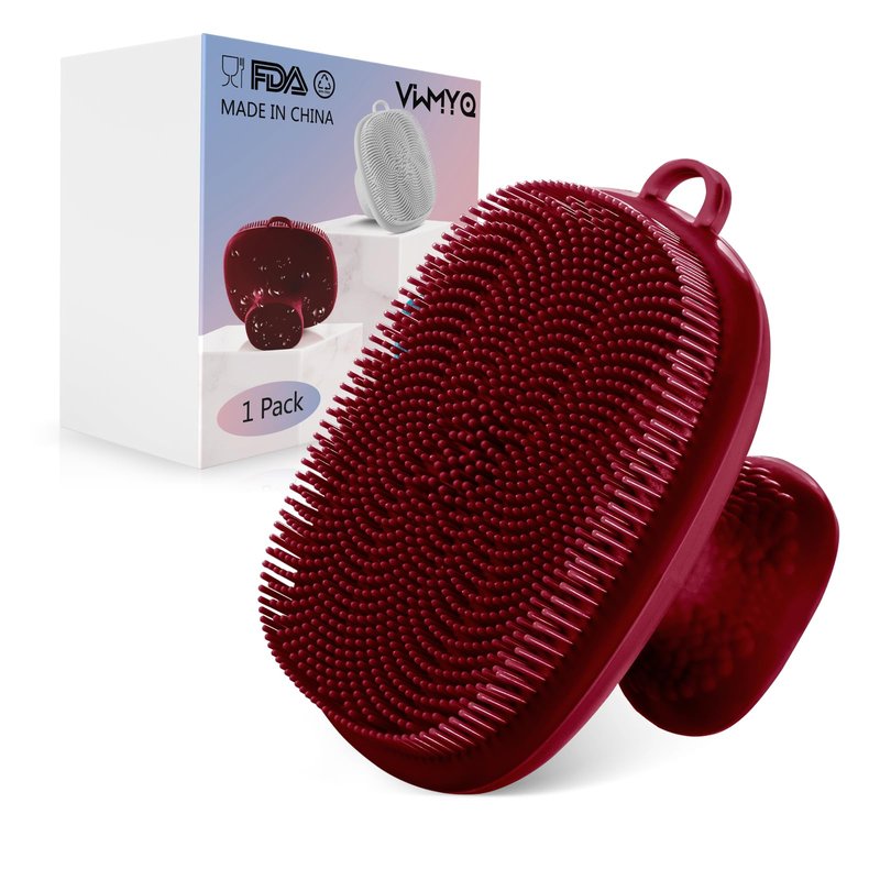 Silicone Face Scrubber for Men Facial Cleansing Brush Silicone Face Wash Brush Manual Waterproof Cleansing Skin Care Face Brushes for Cleansing and Exfoliating (red)