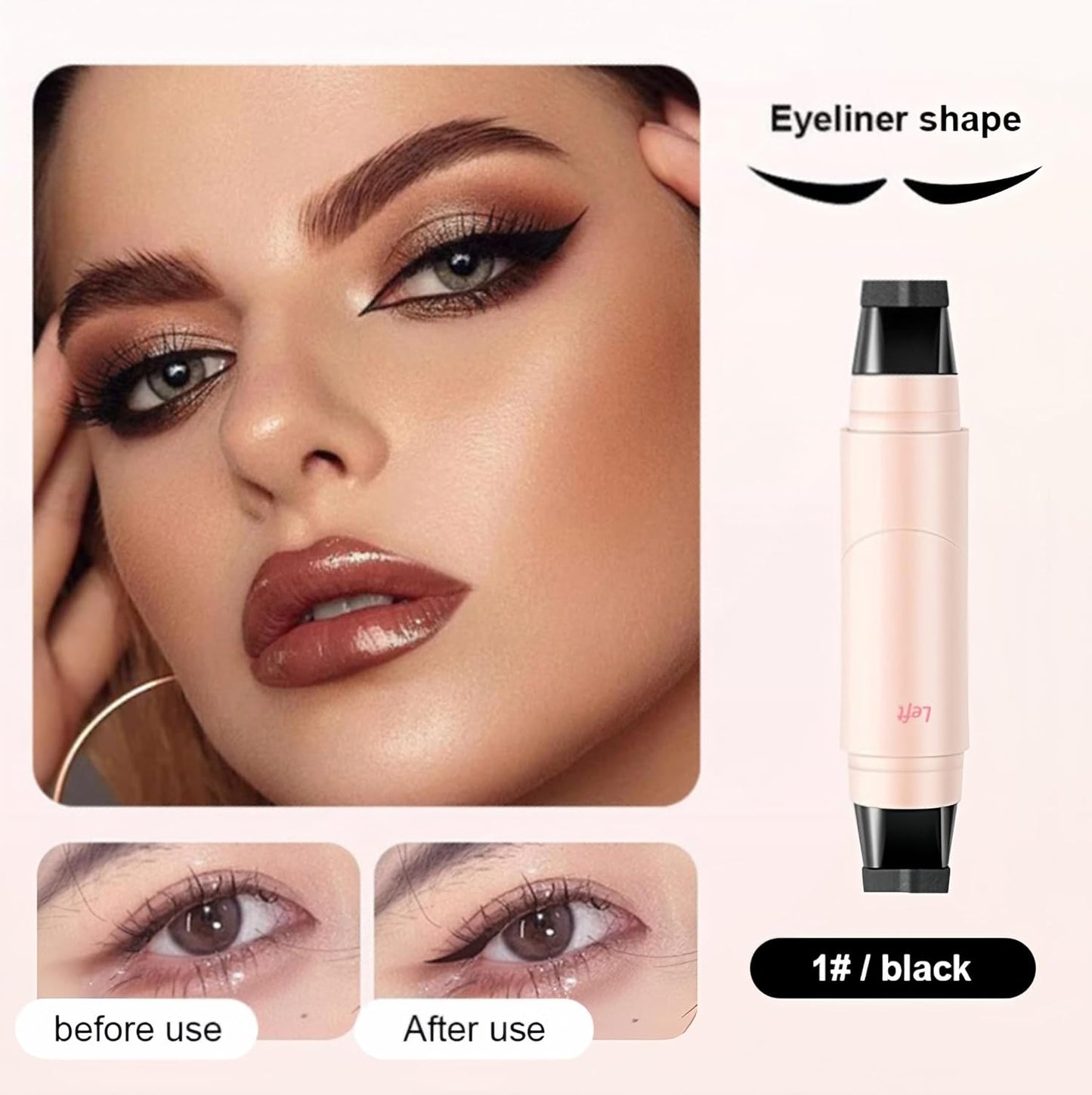 Waterproof Eyeliner Stamp - Smudge-Proof Black Eyeliner Pen for Easy Application