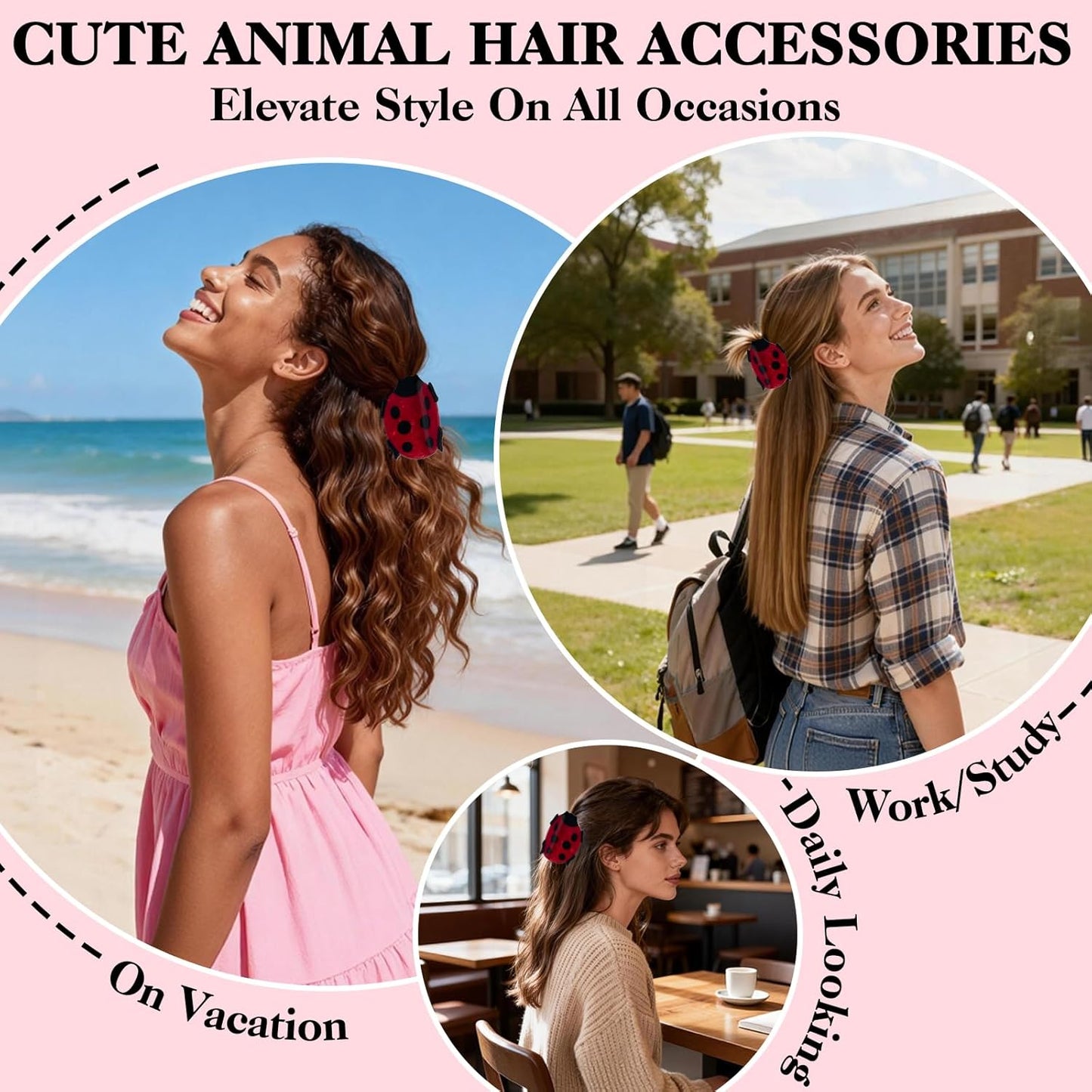 Ladybug Hair Claw Clips for Women - Cute Novelty Animal Accessories | Perfect for Birthdays & Holidays