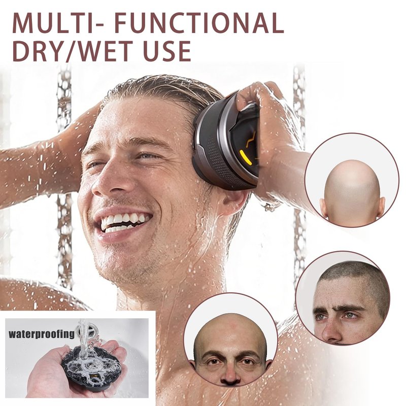 Electric Shaver Replacement Heads Compatible with Mirotouch Titanium Head Shaver, for Bald Men,5D Stainless Steel Blades for Wet Dry Bald Shaving, Waterproof.