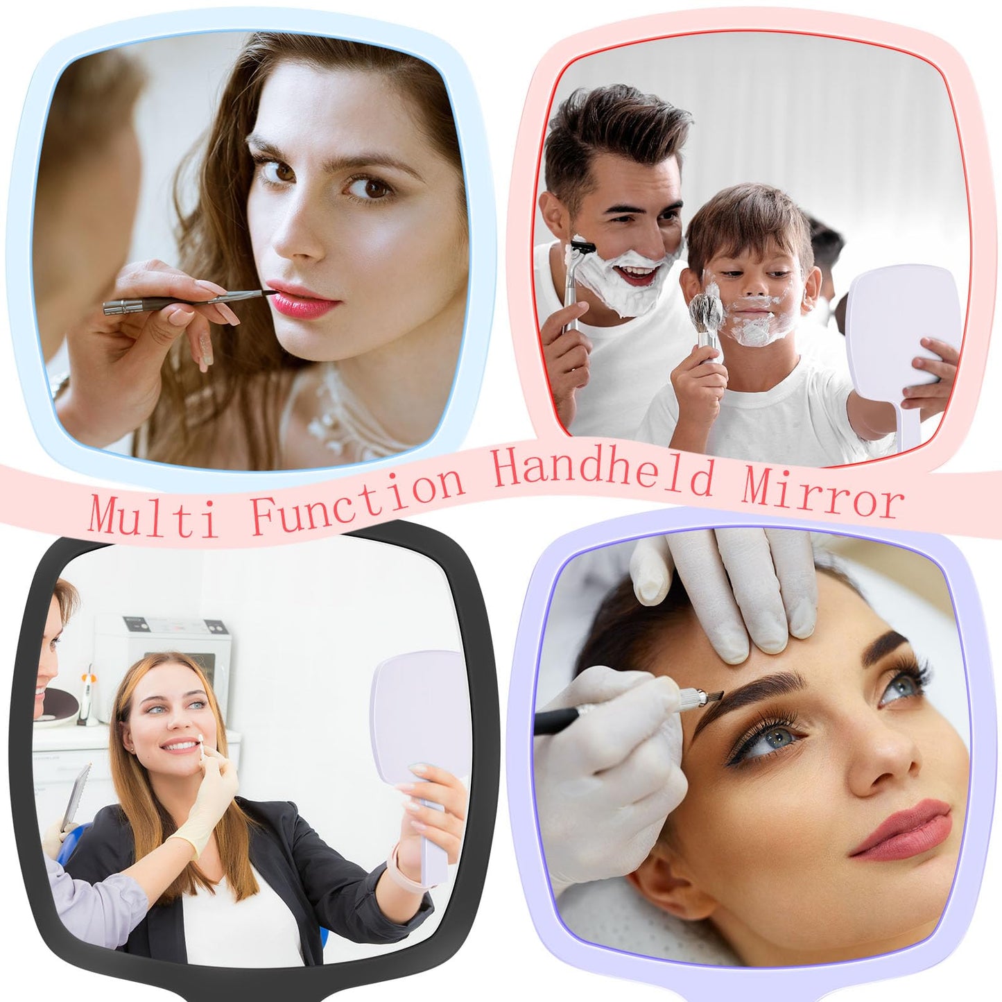Threehoney 25 Pcs Hand Mirrors Bulk Small Handheld Mirrors with Handle 6.3 x 3.54 Inch Travel Makeup Tools Portable Vanity Glass for Bathroom Home Barber Salon Camping Gifts for Women (White)