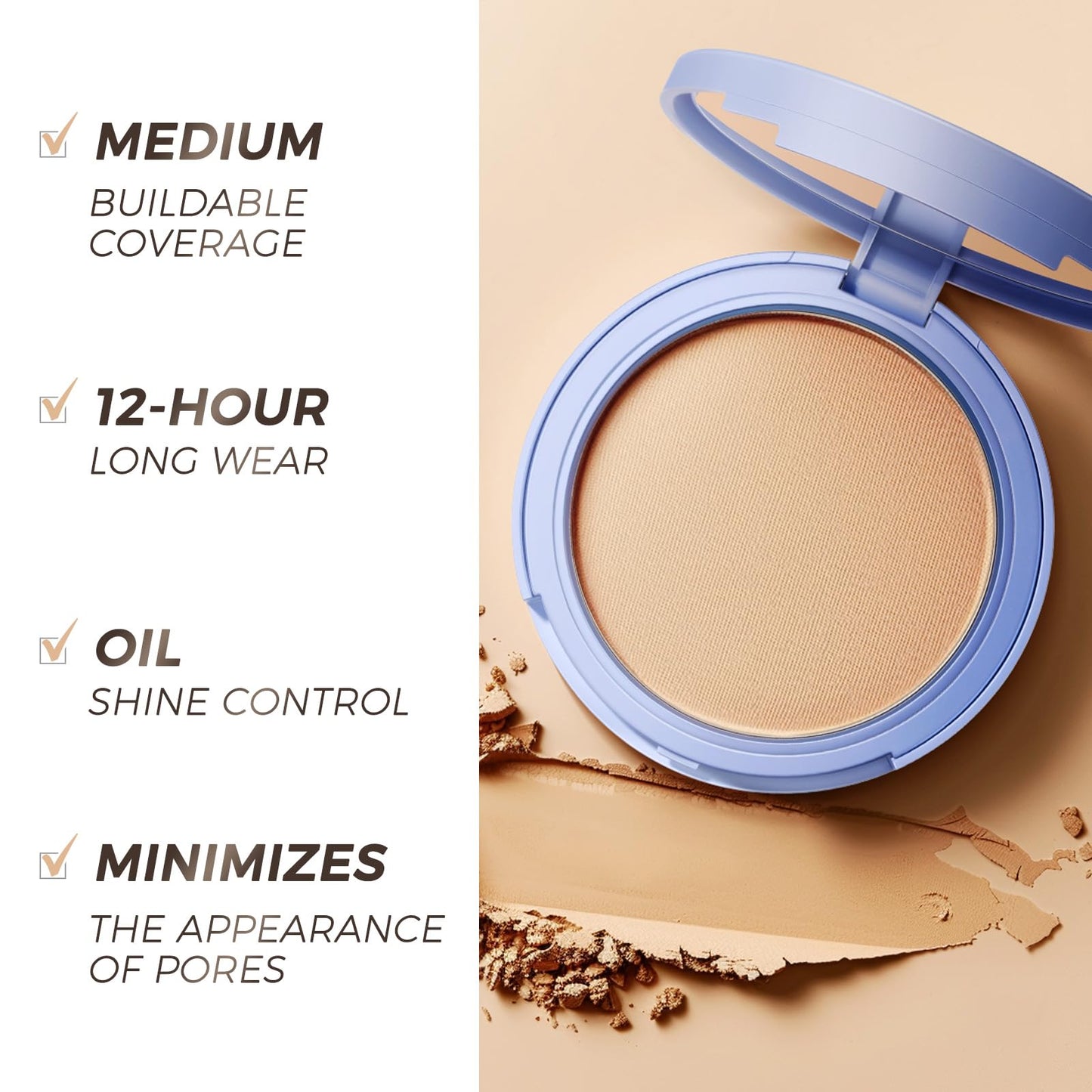 SACE LADY Face Powder Waterproof Sets Makeup, Controls Shine, Smooth Fine Lines for Flawless Lightweight Finish, Long Lasting Matte Compact Setting Powder Cosmetics Cruelty-free, 0.35oz (#03)