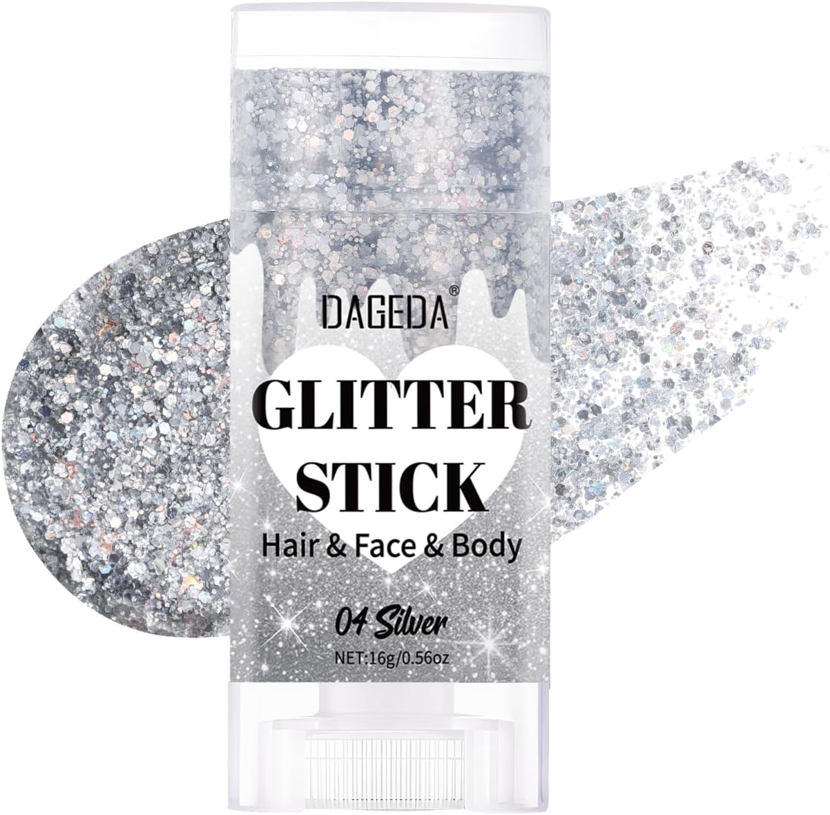 Red White Blue Body Glitter Stick - Sparkly Face Glitter Makeup for 4th of July | Shimmer Face Paint Stick
