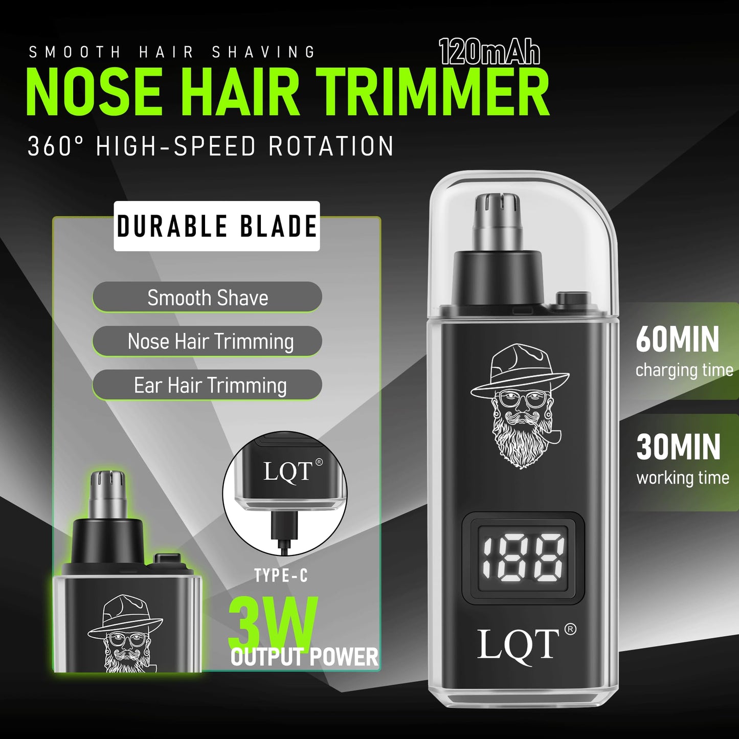 LQT Hair Clippers for Men 2 in 1 Beard and Mustache Trimmer for Men T Liners Trimmers Electric Cordless Nose and Ear Hair Trimmer Grooming Kit with Bag, to Son Husband Father Men's Gifts