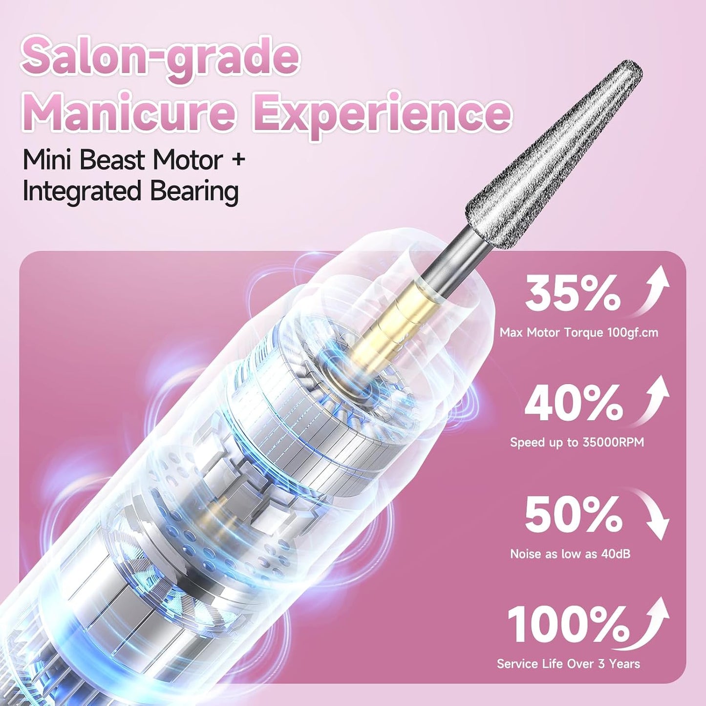 Cordless Electric Nail Drill - 35000 RPM Professional Nail File Kit with LCD Display | 12 Bits & 36 Sanding Bands for Acrylic Gel Nails & Pet Claws (Matte Gray)