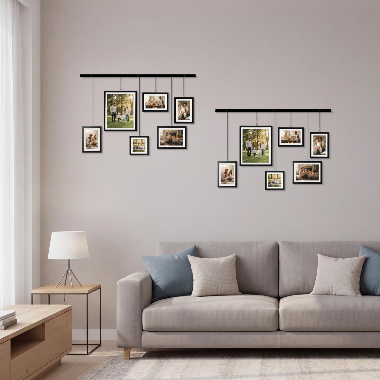Edenseelake Exhibit Picture Frame Gallery Set, Wall Hanging Collage Frame for Various Sizes 4x4, 4x6, 5x7, 8x10 Inch Photos, Black