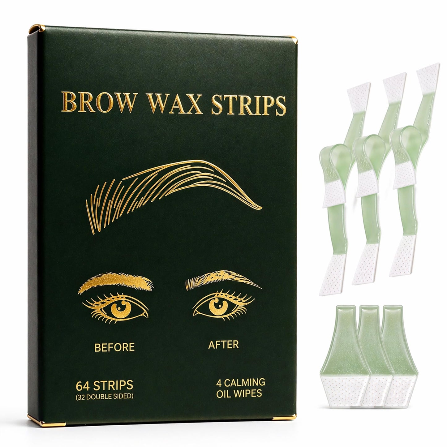 64Pcs Precision Eyebrow Wax Strips for Face, Clean Hair Removal Waxing Kit, Gentle for Sensitive Skin, No Heat Needed, Easy At-Home Use for Upper Lip, Chin & Brows, Lasts 6 Weeks
