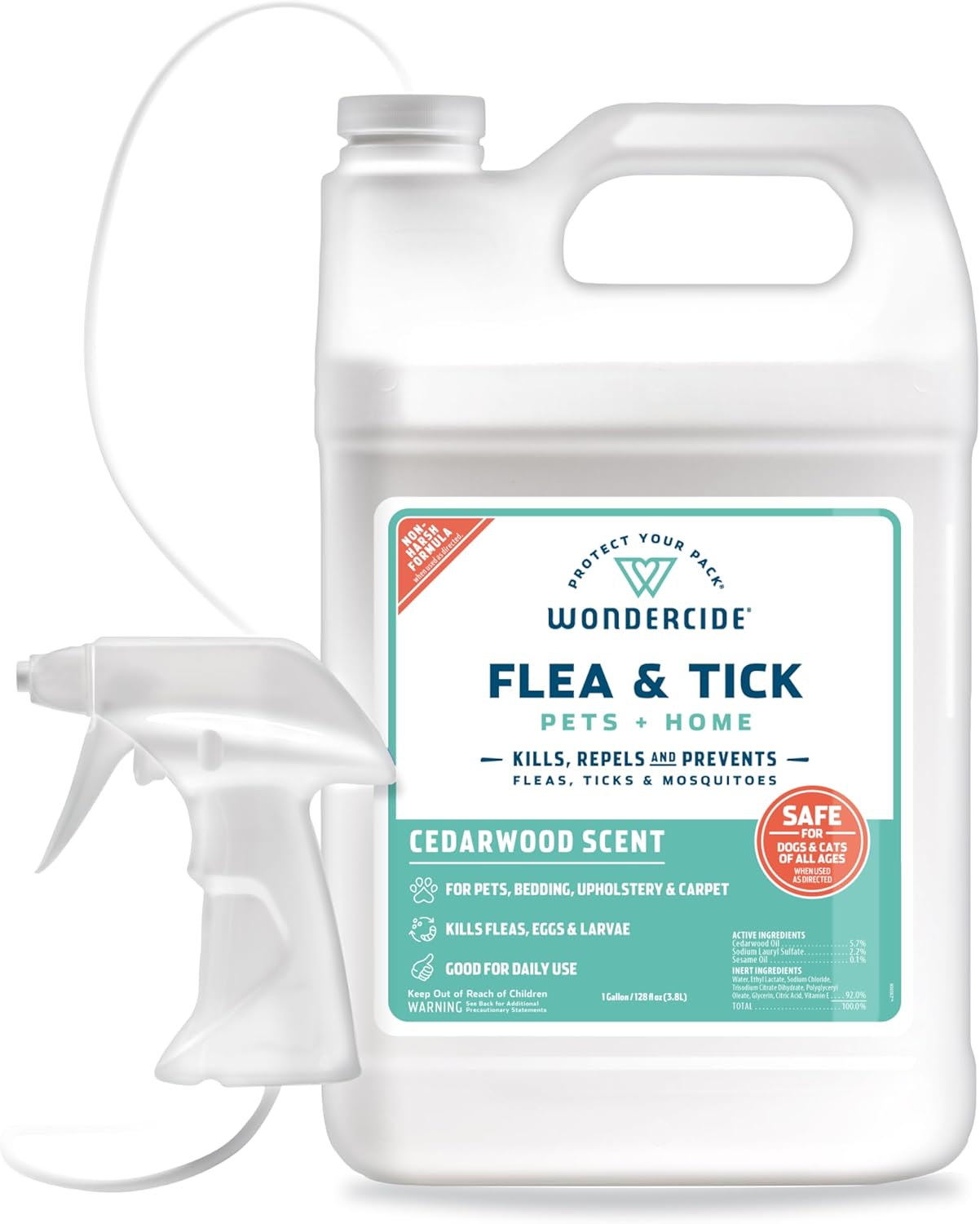 Wondercide Flea, Tick & Mosquito Spray - Natural Essential Oil Formula for Pets & Home | Lemongrass, 16 oz