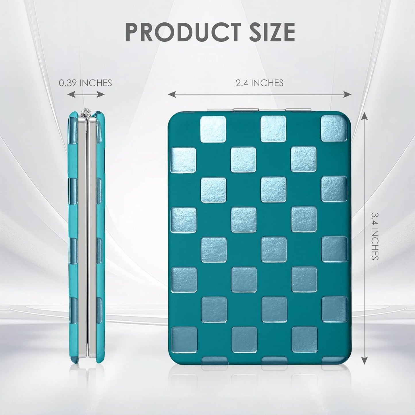 Travel Compact Mirror - Unique Neon Checkered Design | Pocket Size for Women