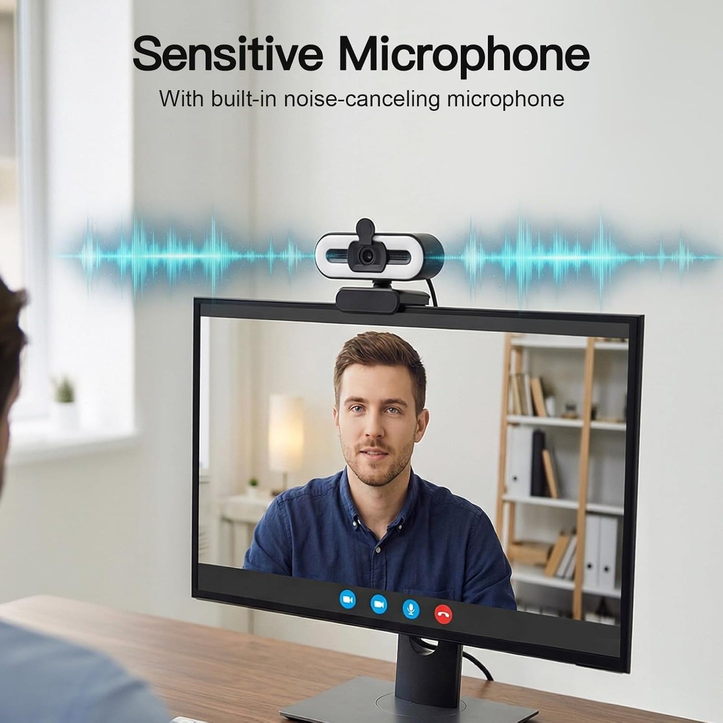 1080P Webcam with Microphone - Adjustable Ring Light & 110° Wide Angle View | USB Plug and Play for Desktop & Laptop