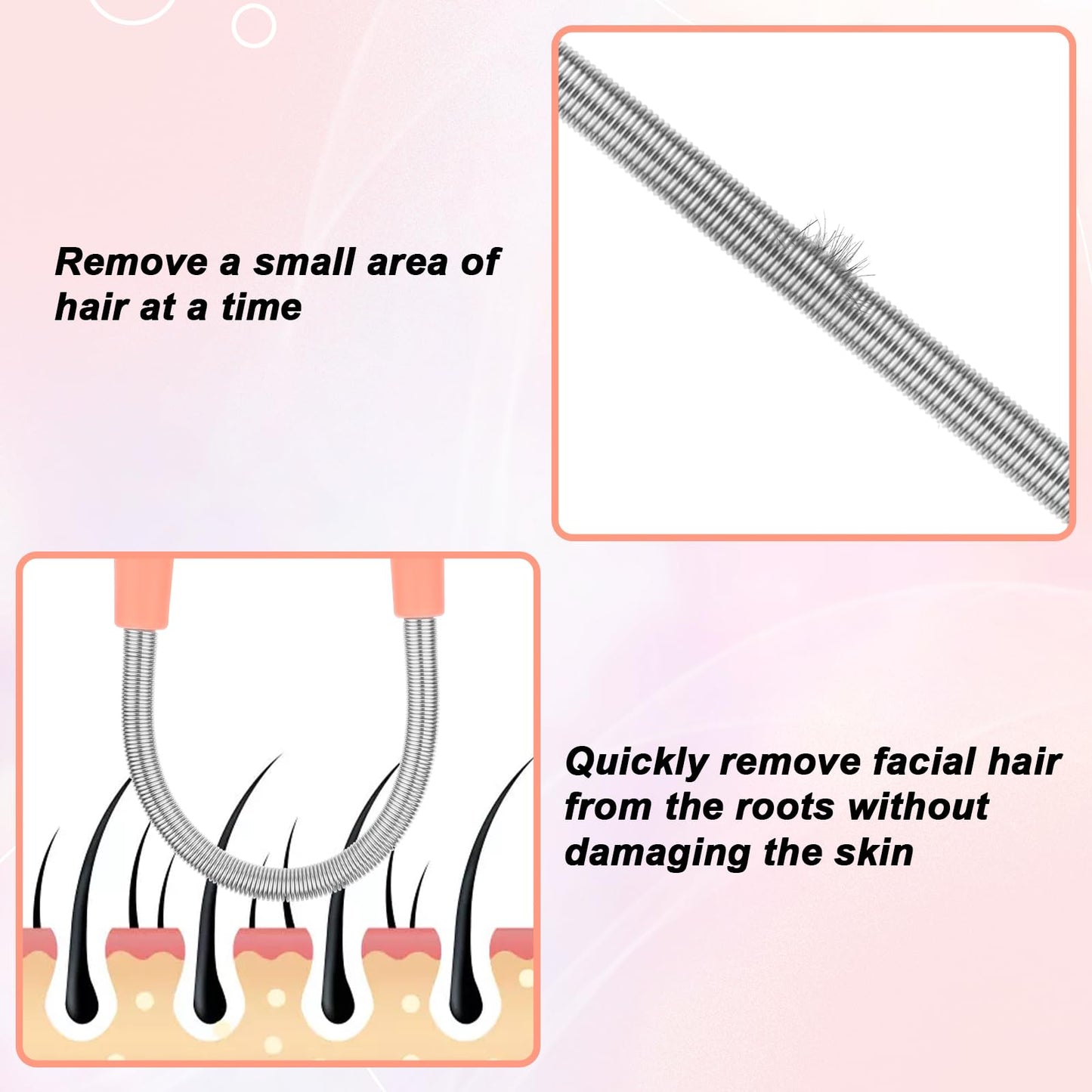 Molain 6 Pieces Facial Hair Remover Spring Eyebrow Face Epilator Coil Portable Hair Remover Spring Threading Tool Hair Remover Spring Epilator for Women Chin Cheek Mustache Upper Lip