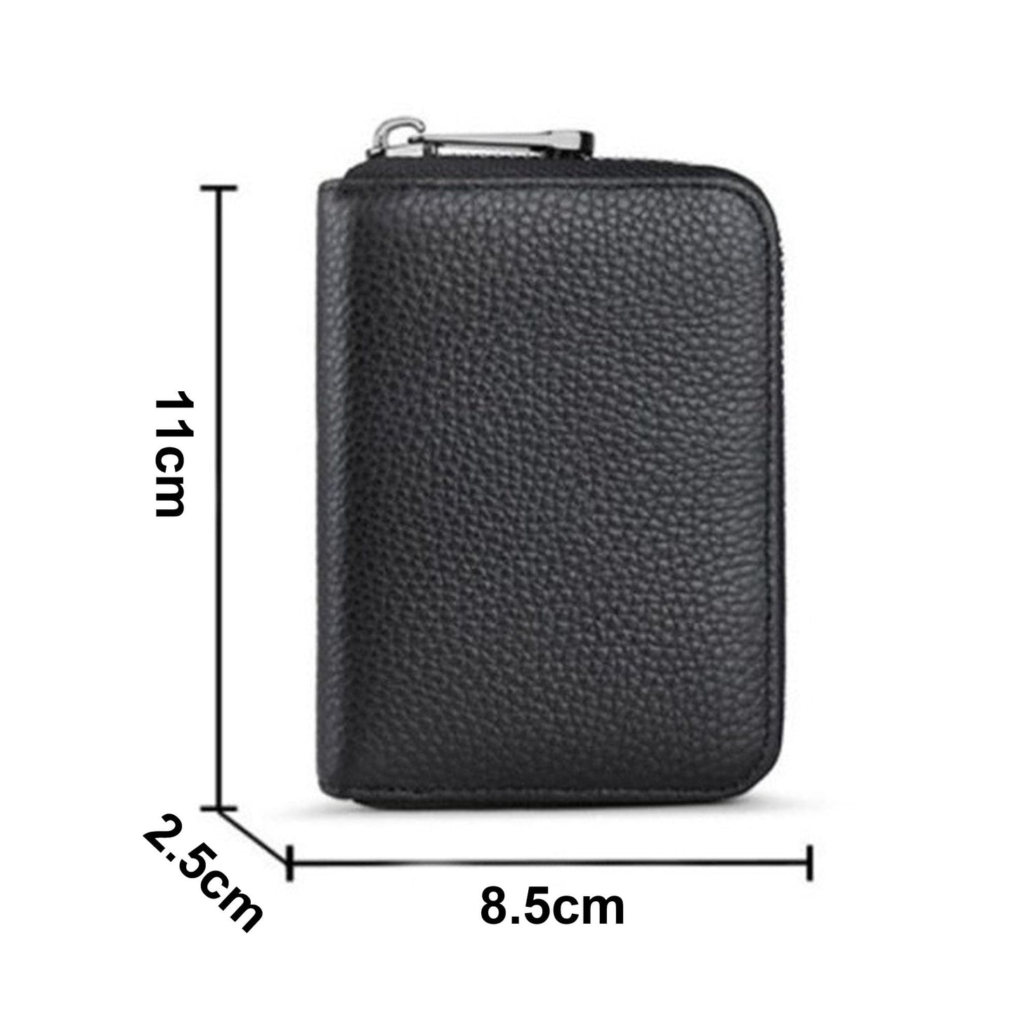 RFID Credit Card Holder Wallet with 9 Card Slots and 2 Cash Compartments, Compact Zipper Wallet for Men and Women, Leather RFID Blocking Card Organizer for Travel and Daily Use Black
