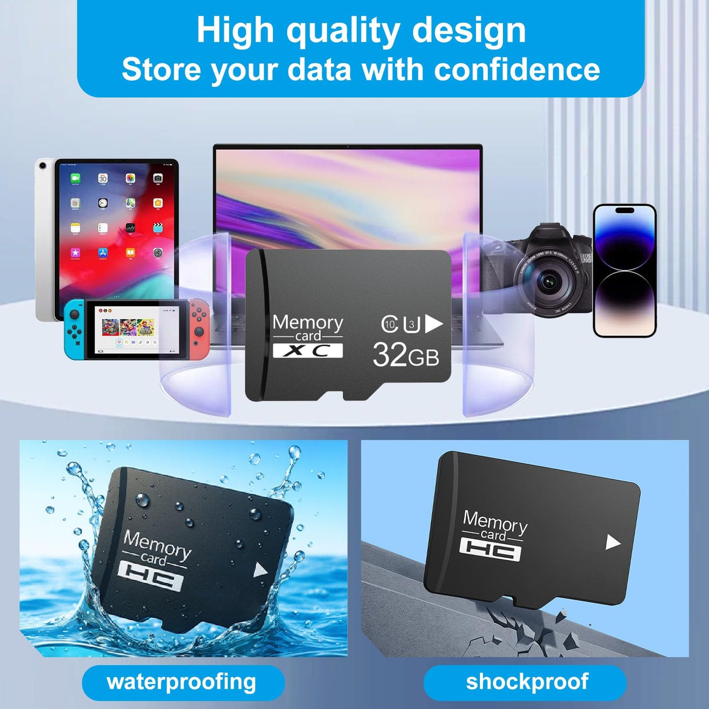 Micro SD Card 32GB SDHC V30 U3, Class 10 High Speed Memory Card for 4K Video Recording, Camera, Action Cam, Drone, Dash Cam