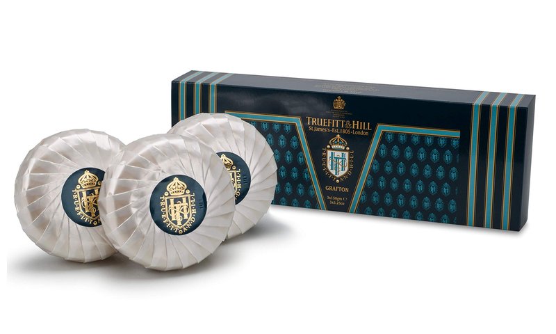 Truefitt & Hill Triple-Milled Luxury Bath & Body Soaps - Grafton - Long-Lasting Fragrance, Premium Rich Lather - 3 x 5.29 oz.