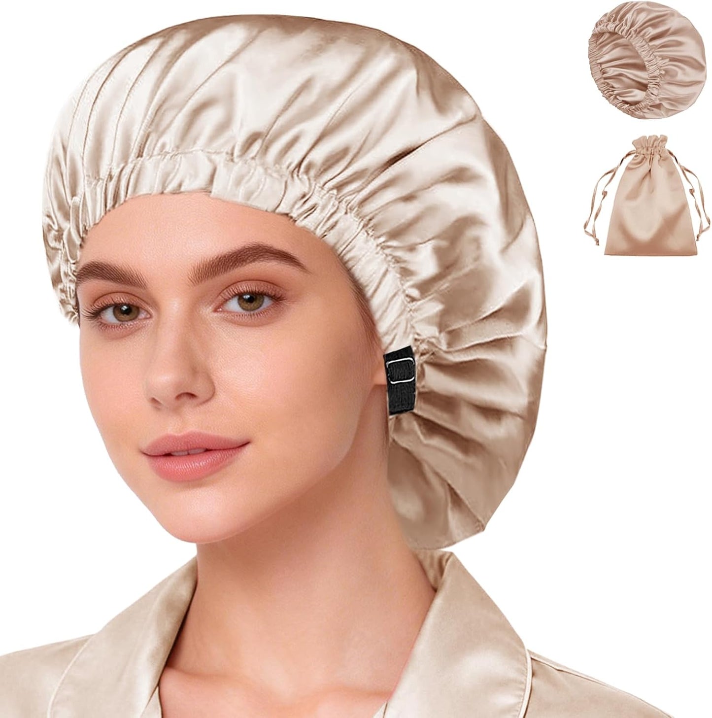 Silk Satin Bonnet Set - Soft Sleep Caps for Curly Hair | 2-Pack, Women's Night Bonnets