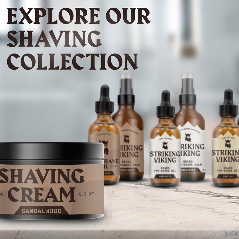 Striking Viking Men's Shave Cream for Men - 5.3 Oz, Pack of 1, Sandalwood - Sensitive Skin Shaving Cream - Rich Shaving Lather & Smooth Razor Glide - Travel-Ready
