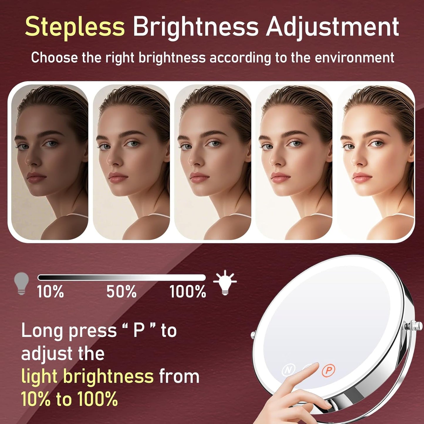 Makeup Mirror with Lights - 20X Magnifying Vanity Mirror | 5000 mAh, 9 Inch, 3 Color Options