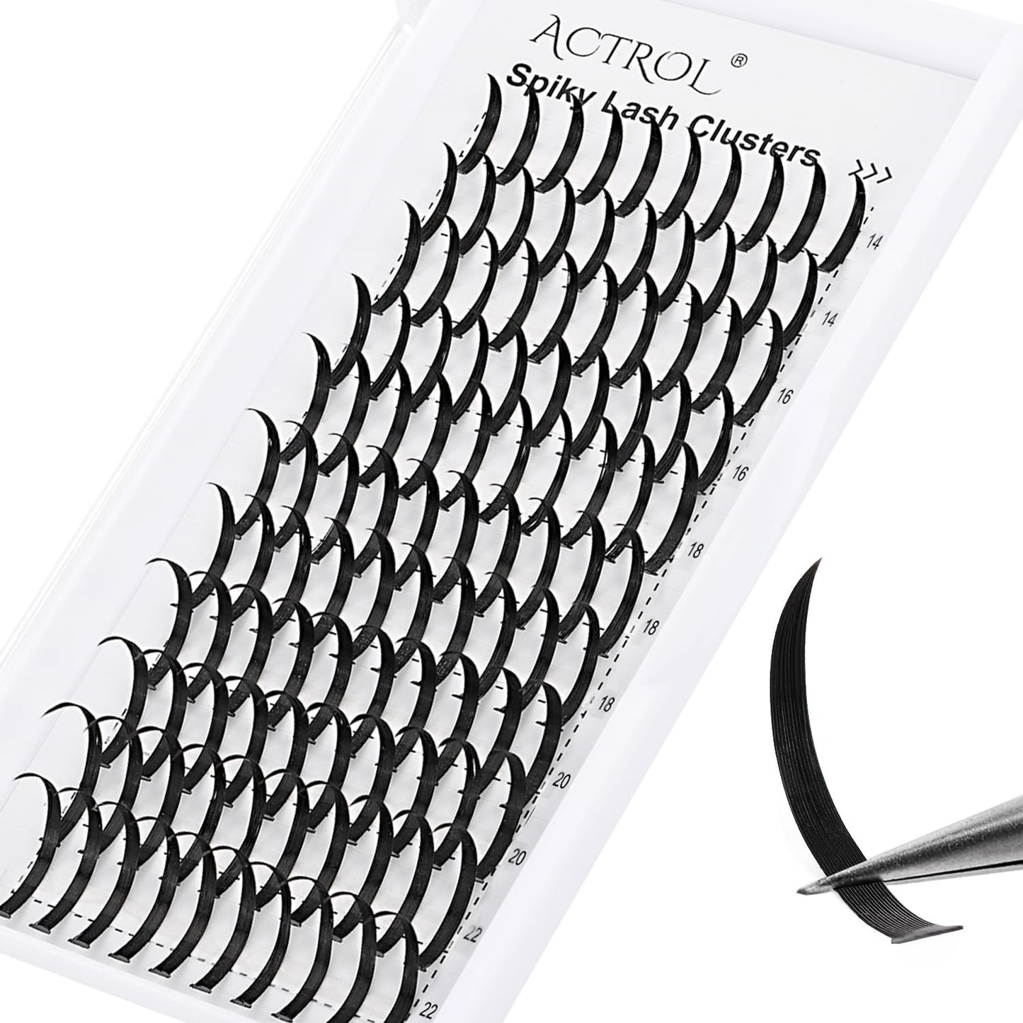 ACTROL Spiky Lash Clusters Individual Lashes 14-22mm Mix Length C Curl Spiky Lash Extensions Premade Eyelash Cluster DIY Spikes Eyelash Cluster Volume Fairy Lash Extension