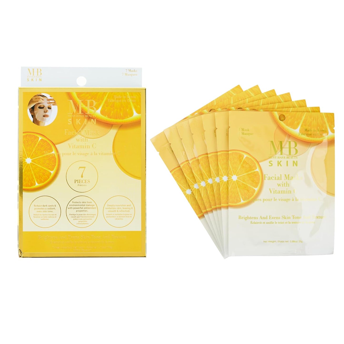 Collagen Sheet Mask Set - 7pc Firming Facial Masks | Hydrolyzed Collagen for Youthful Skin | Korean Skincare