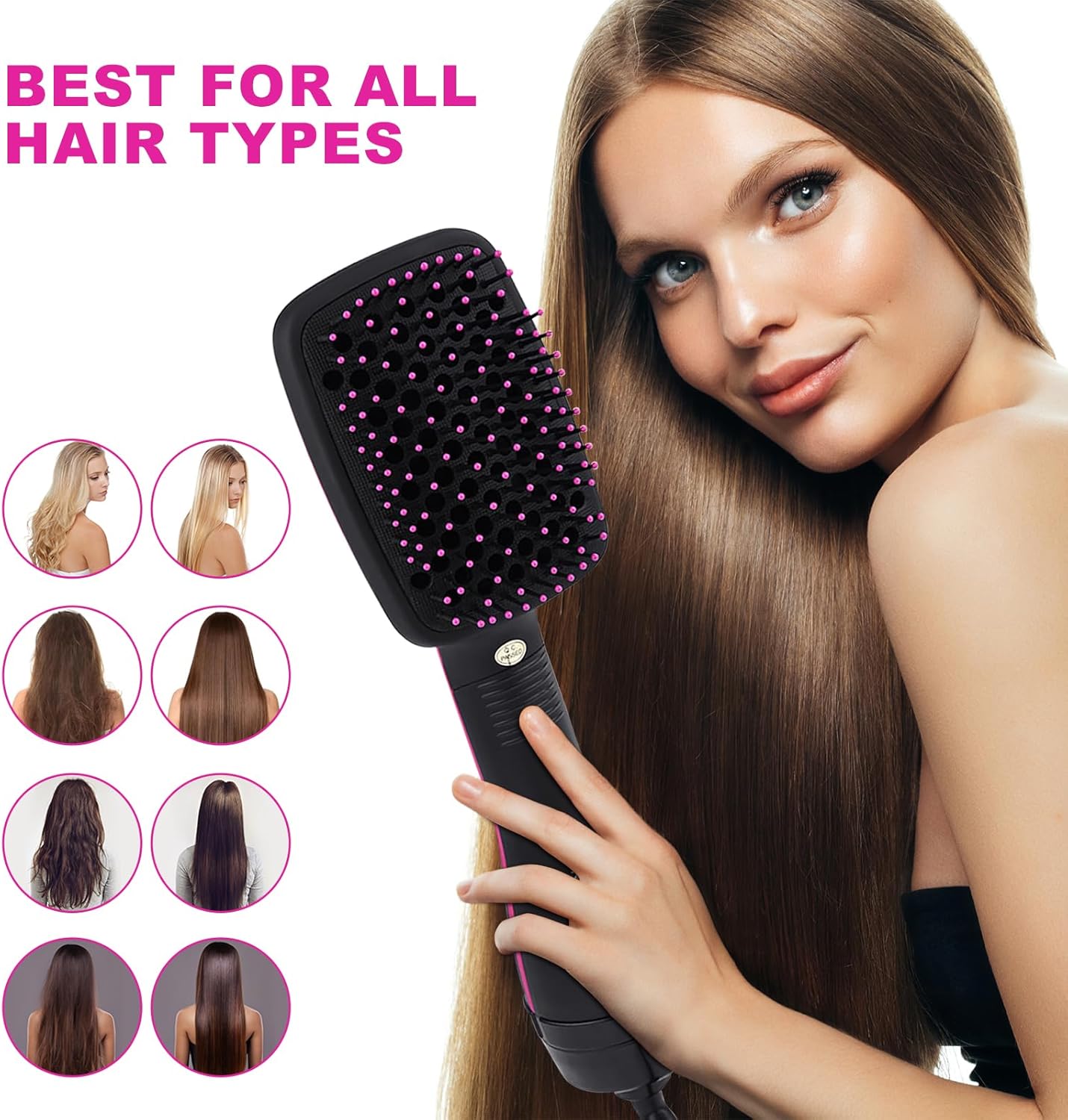 2 in 1 Hair Dryer & Styler - One Step Brush Straightener with Negative Ion Technology | Electric Hot Air Comb