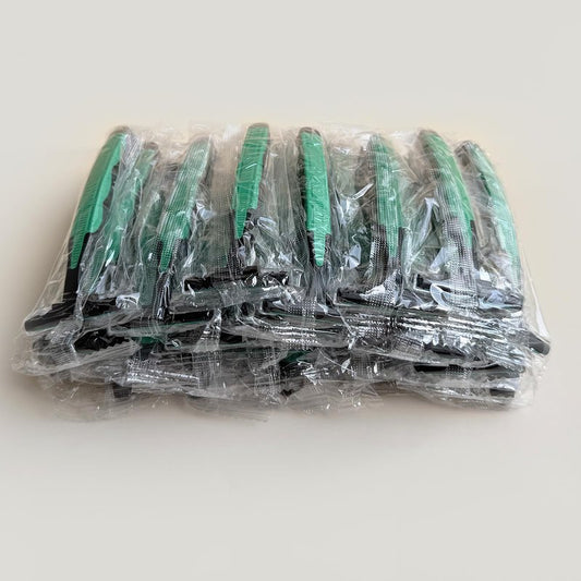 Individually Wrapped 3 Blades Razors Bulk, Travel Size Disposable Manual Razors with Stainless Steel Blade (Green) (50)