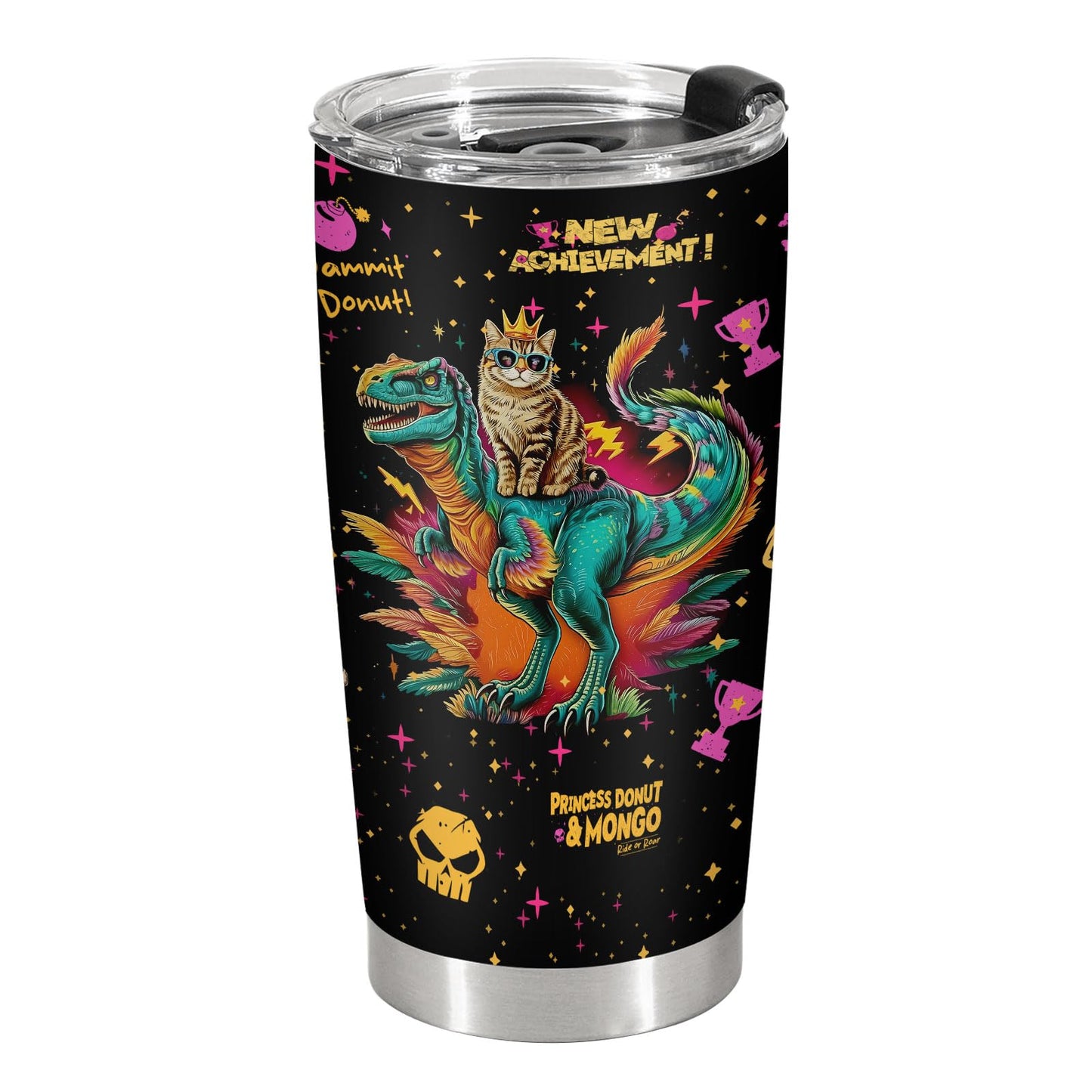 fat mummy Cat Dragon Tumbler Stainless Steel Insulated Travel Mug Gamer Book Lover Cup Funny Dungeon Style Gift for Men Women Mothers day