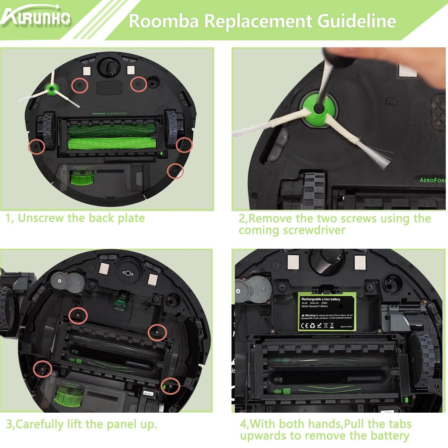 AURUNHO for Roomba Replacement Battery ABL-D1 Compatible with Roomba i and e Series i3 i4 i7 i8 3150 i3+ 3550 4150 i4+ 4552 i6 i7158 i7+ j7 7150 7550 i8+ e5 e6 e5150 e5152 e6198