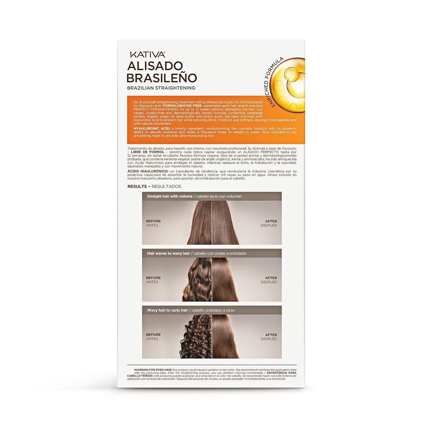 KATIVA Brazilian Keratin Treatment Kit - Formaldehyde-Free Hair Straightening with Hyaluronic Acid | 12 Weeks Frizz Control for Curly & Wavy Hair