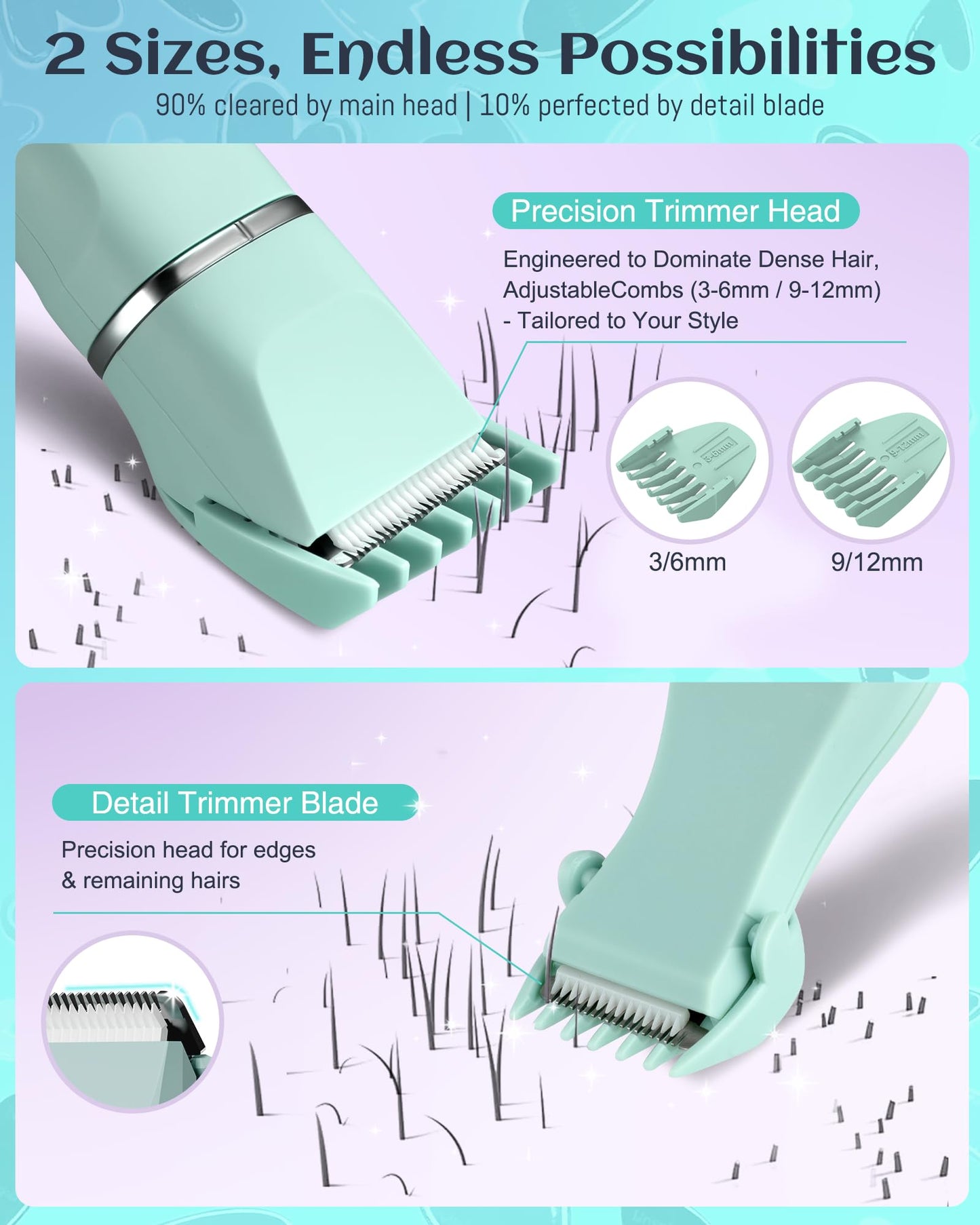 Bikini Trimmer for Women,Rechargeable Ladies Bikini Hair Trimmer Removal with Snap-in Ceramic Blades IP7X Washable Head,Pink