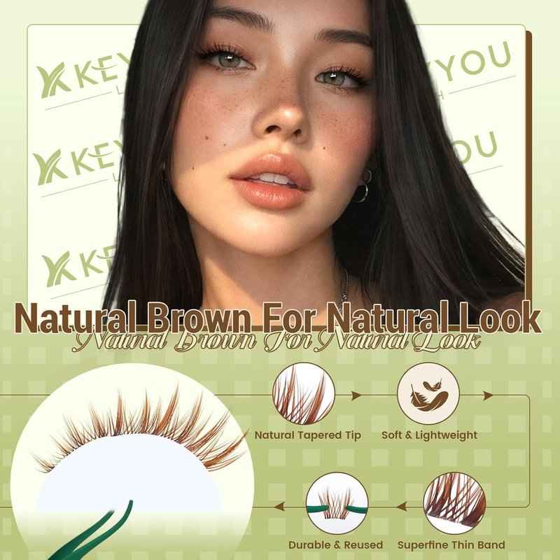 Brown Lash Clusters - Manga Cluster Eyelash Extensions | 8-16mm Spiky Individual Lashes for DIY Application