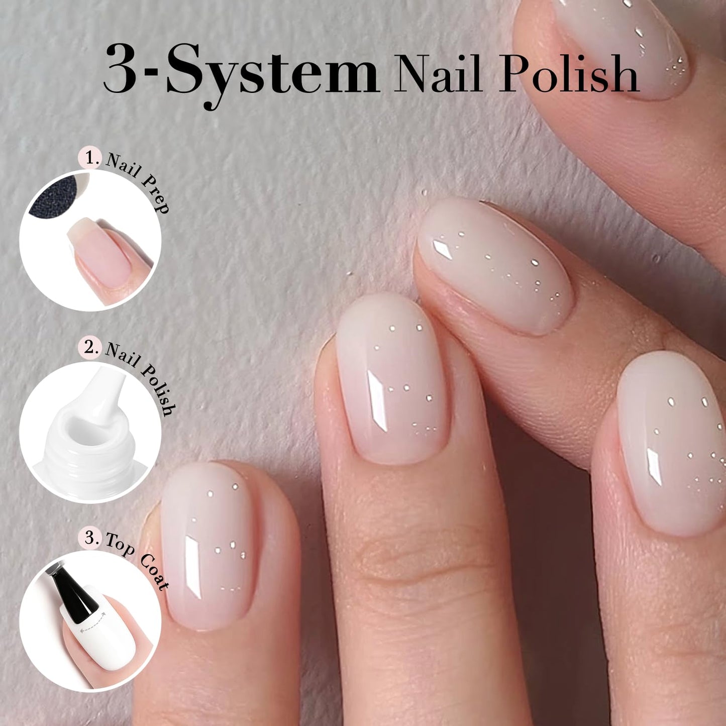 AZUREBEAUTY Milky White Translucent Nail Polish – Quick Dry, Long-Lasting, Natural Jelly Glossy Finish for DIY Manicure & Nail Art, Salon Quality for Women