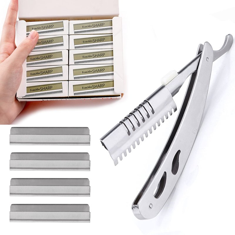 100 Pieces Orgexi Razor Blades, 1 Knife Holder, Eyebrow Razor, Single Edge Razor Blades, Straight Razors for Men & Women - Easy to Use and Clean