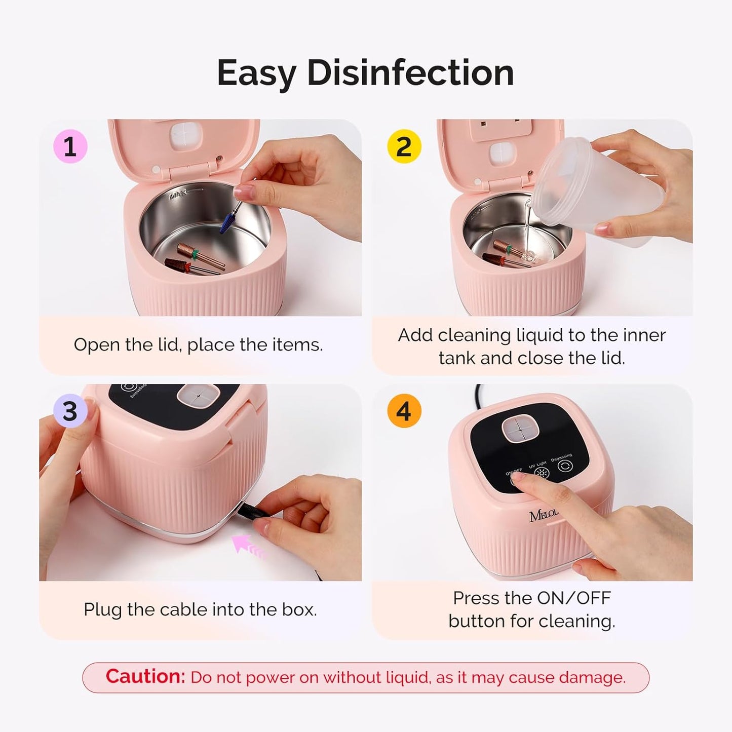 Nail Tool Cleaning Machine - 2-in-1 Device with 3 Timer Modes | Pink for Salon & Home Use