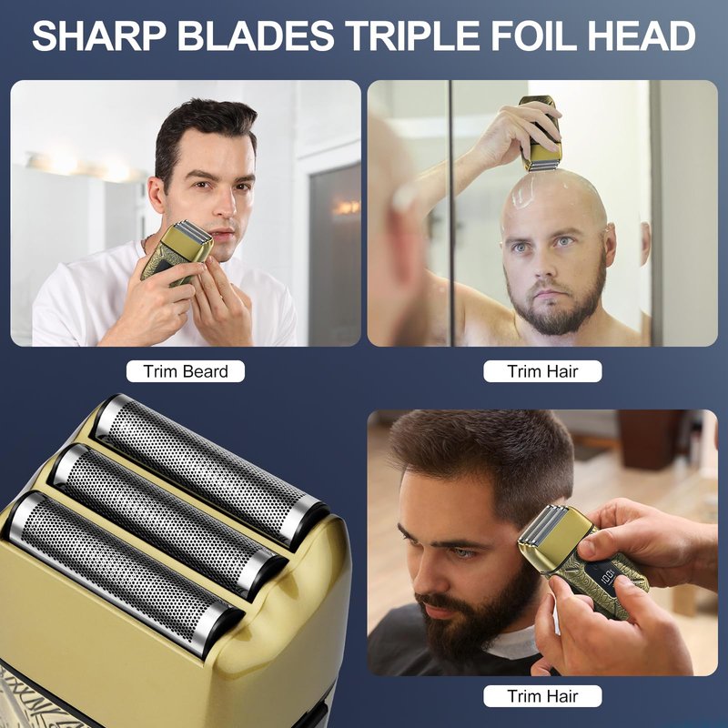 Dumite Electric Shavers for Men,Waterproof Powerful Motor Electric Razor,Head Shavers for Bald Men,Triple Foil Beard Trimmer,Barber Supplies LED Displays & USB Charging Shaver, Gifts
