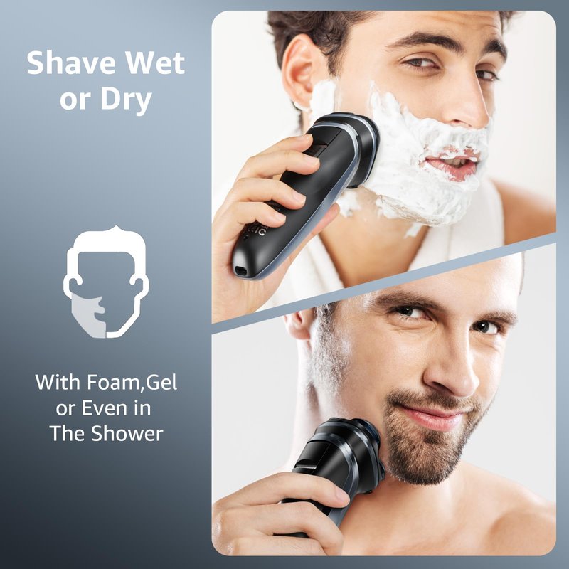 GDKLXL Rechargeable Electric Razor for Men: IPX7 Waterproof Shaver - 1.5H Fast Charge, 4D Flex Precision Blades with Pop-Up Trimmer - Gentle on Sensitive Skin, Travel-Friendly
