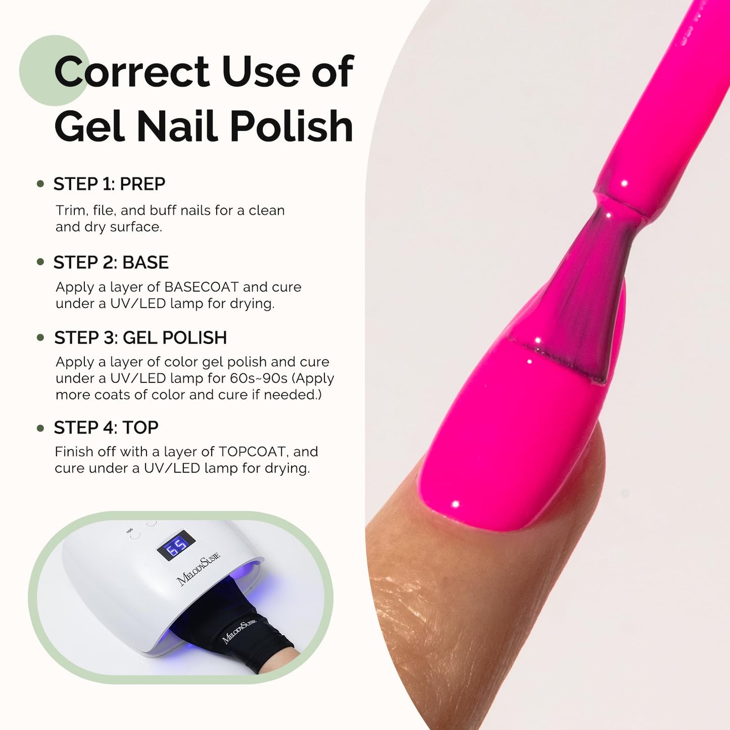 MelodySusie Hema Free Gel Nail Polish, 0.5 Fl Oz Thick Hot Pink Gel Polish, Non Toxic, Long Lasting, Soak Off UV Nail Polish, Manicure Nail Design Salon DIY Nail Art at Home 027