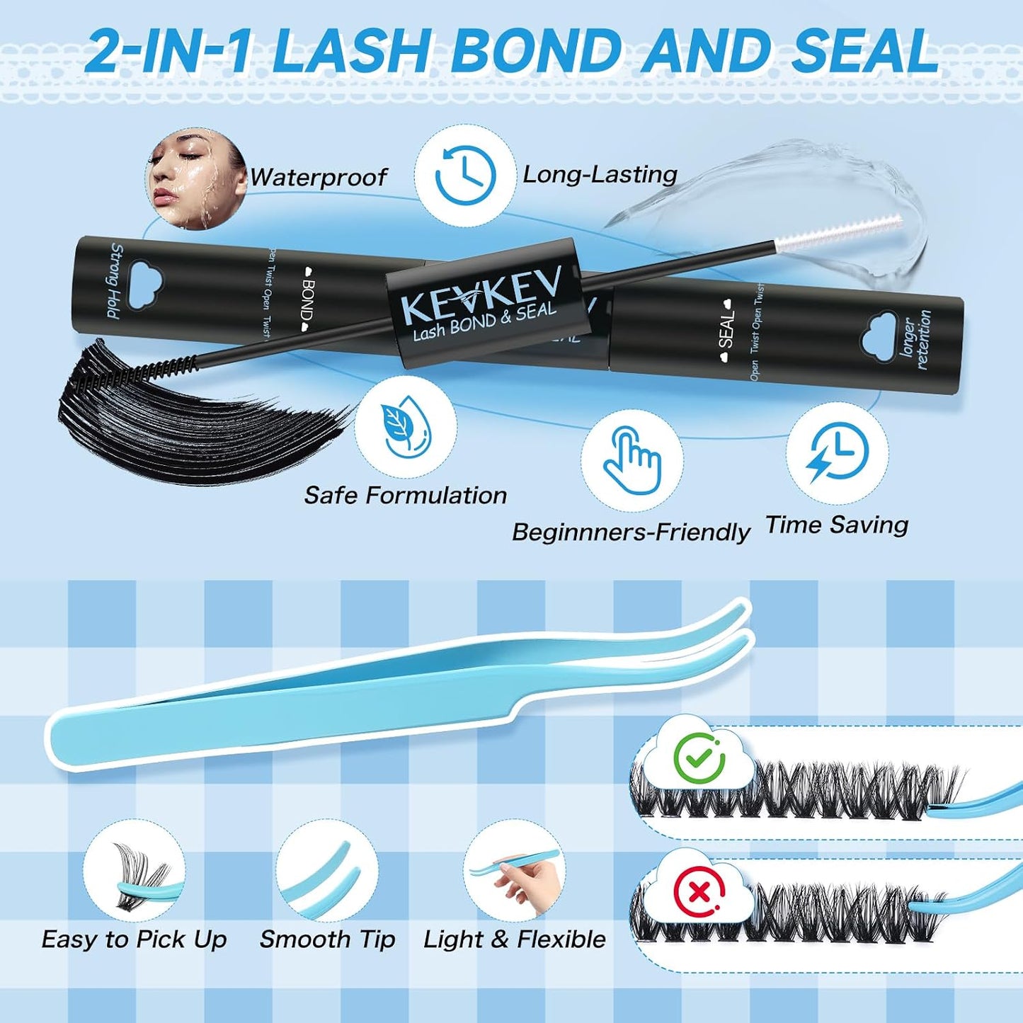 Lash Extension Kit - 280 Pcs Individual Lashes with Bond & Seal | 40D/50D, 9-16mm Clusters