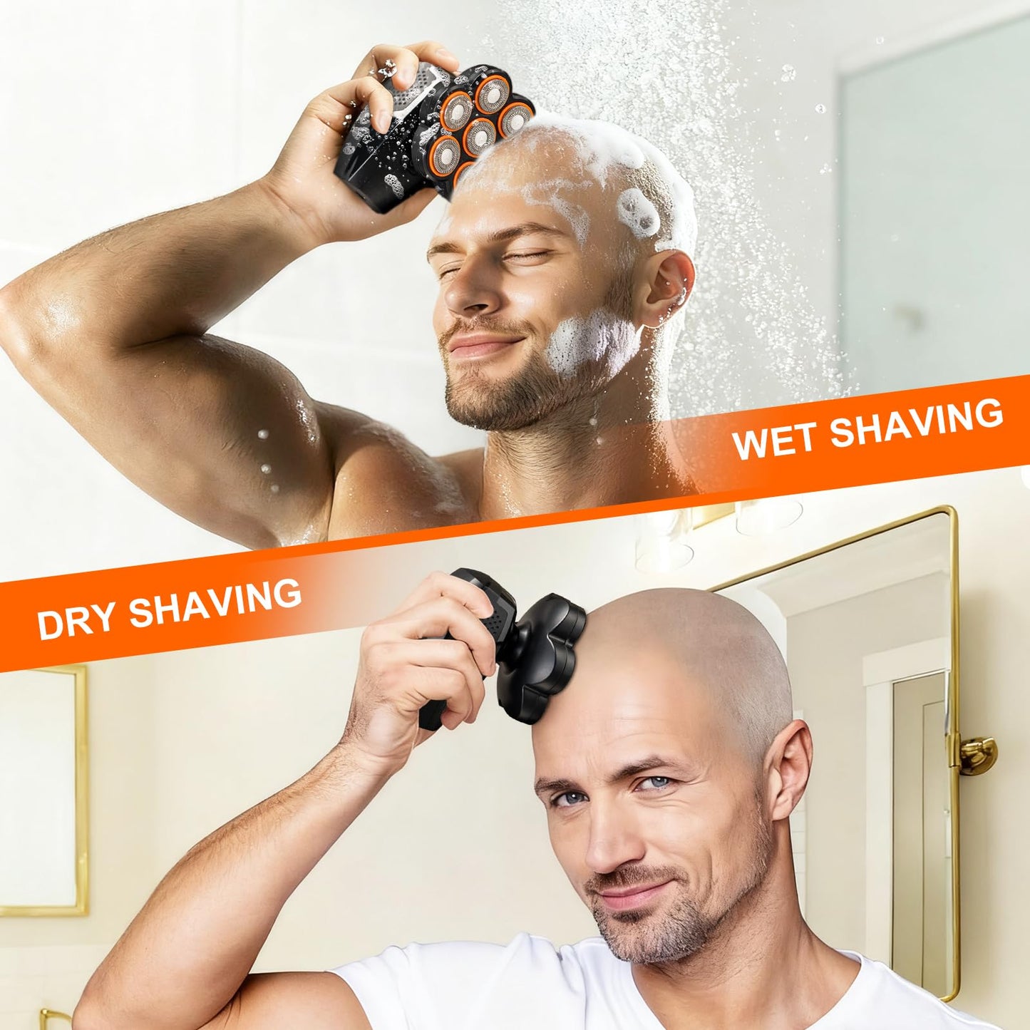 Head Shavers for Bald Men: 120min Long Time Use Rechargeable Electric Razor - Waterproof Wet Dry Shaving - Professional Grooming Kit for Balder