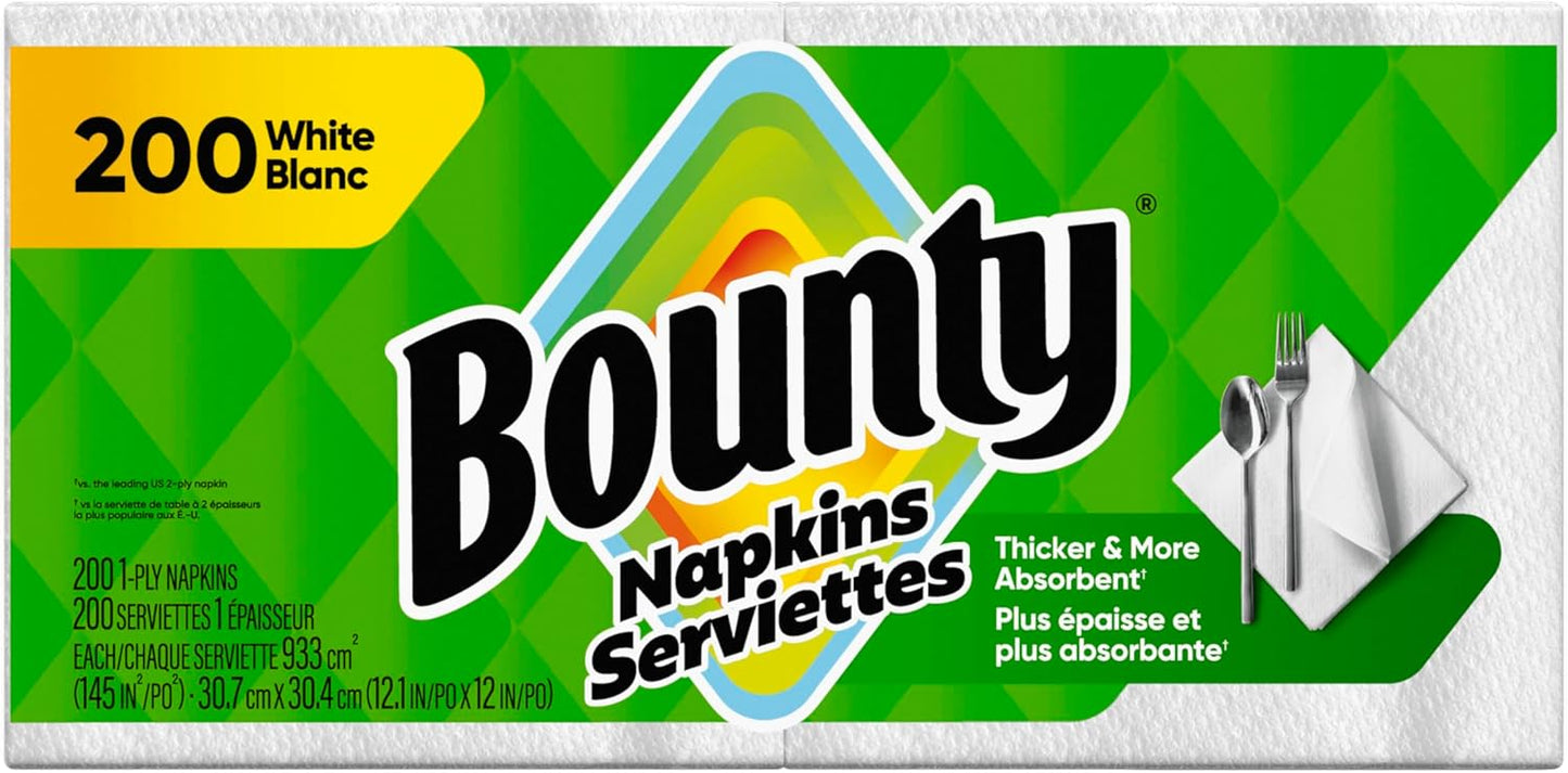 Bounty Paper Napkins - White, 200 Count | Soft & Absorbent for Everyday Use