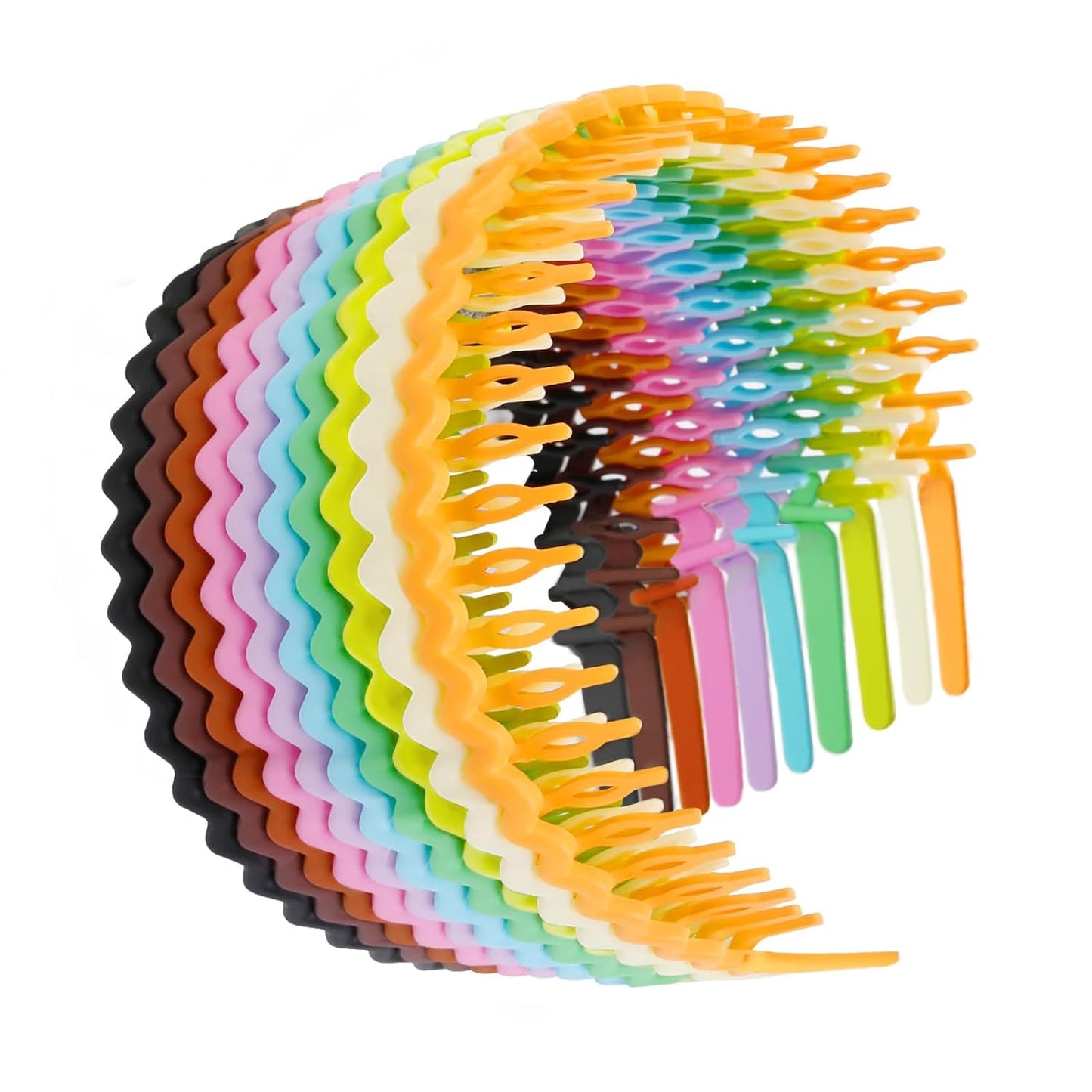 Plastic Headbands for Women & Teens | 10-Pack Non-Slip Thin Hairbands in Bright Pink & Green