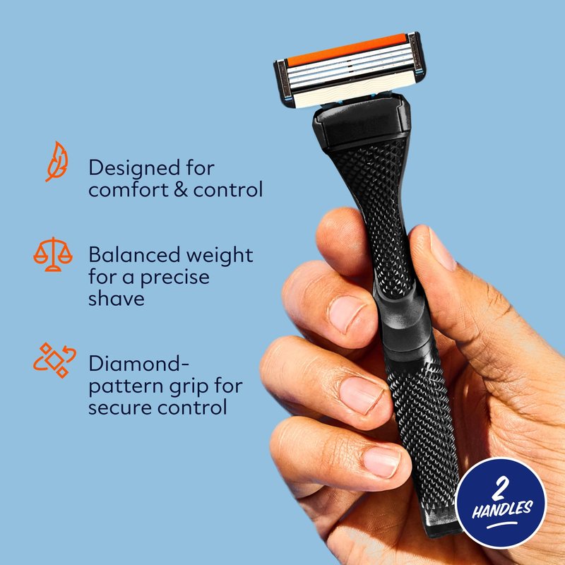 Dollar Shave Club | Razor Handle (2 Pack) Black | Replacement Razor Blade Handles | Not Compatible with Other Razor Brands