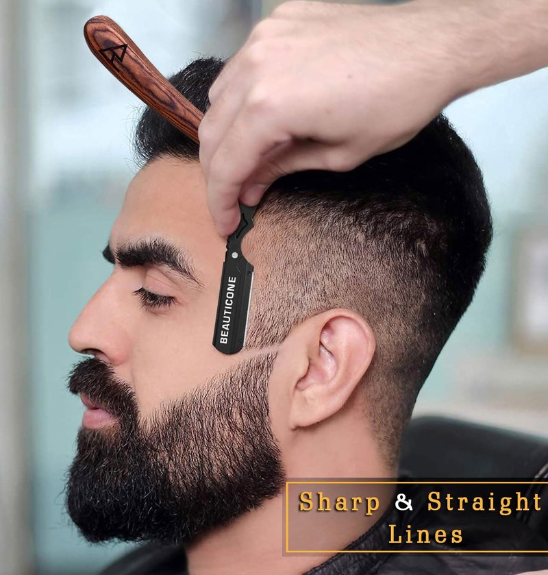 BEAUTICONE Straight Razors for Men, Straight Edge Razor, Single Edge Replacement Blades, Stainless Steel, Barber Razor for Men's Shaving, Barber Shaving Knife