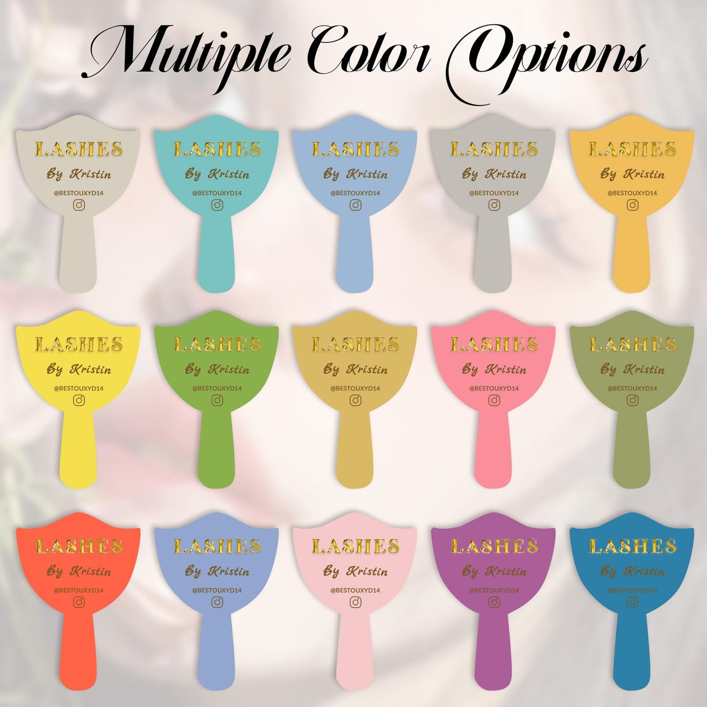 OPLOJUEAEW Personalized Lash Mirror Custom Eyelash Photo Prop Personalised Acrylic Handheld Lash Mirror with Name Gift for Beauty Girls Technician (Color01)
