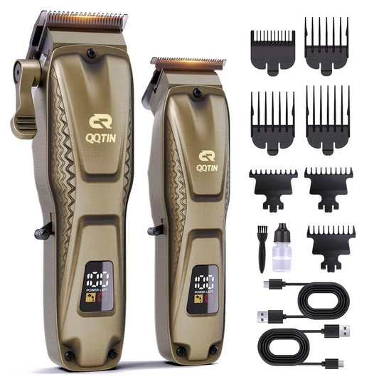 QQTIN Hair Clippers for Men Professional, Cordless Clippers and Trimmers Set for Hair Cutting, 8500RPM Rechargable Electric Hair Trimmer for Self-Haircut and Family Use (Bronze)