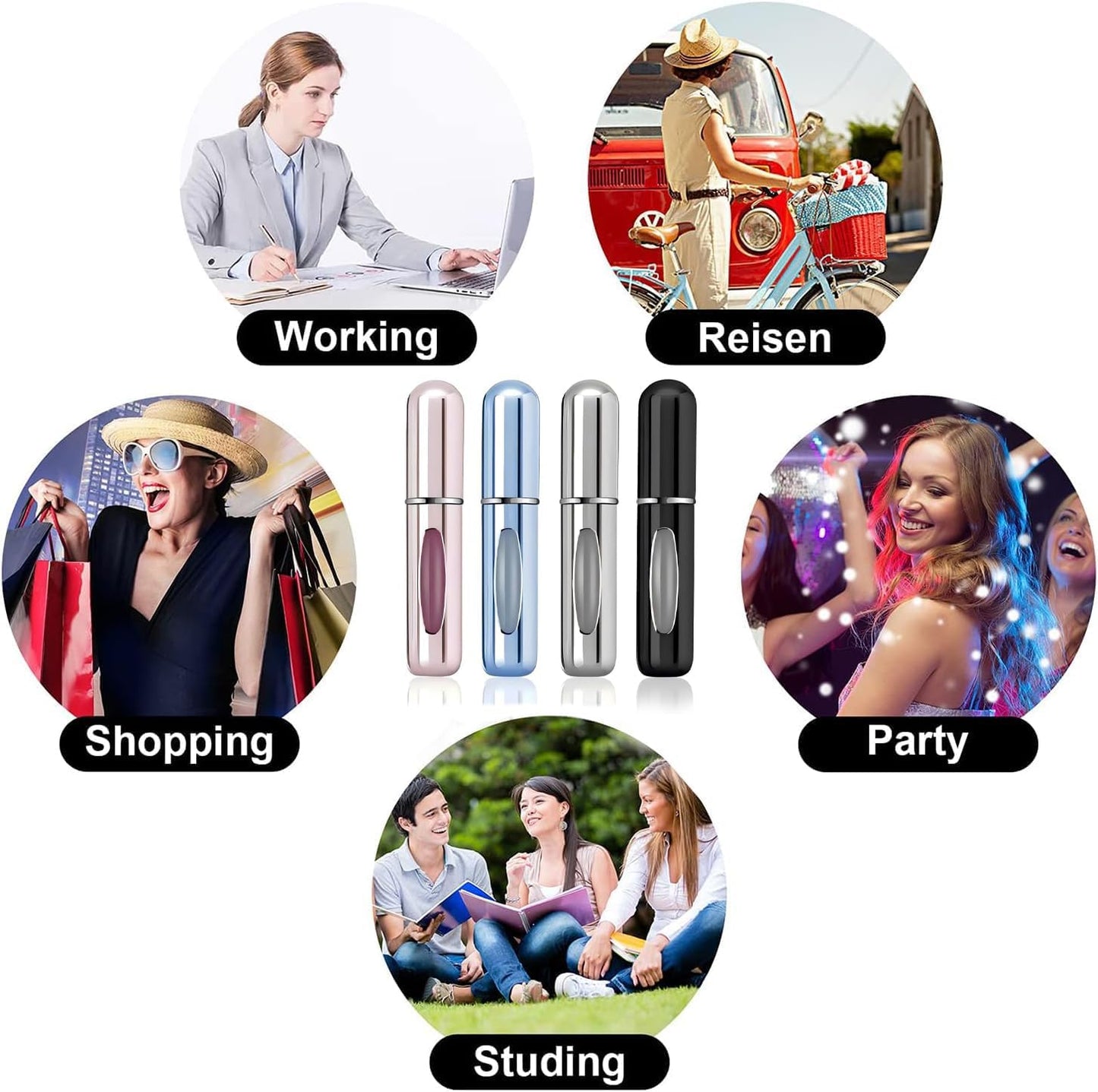 Refillable Travel Perfume Bottles - 4 Pcs 5ml Atomizer Sprayers for Men & Women | Perfect Pocket Size
